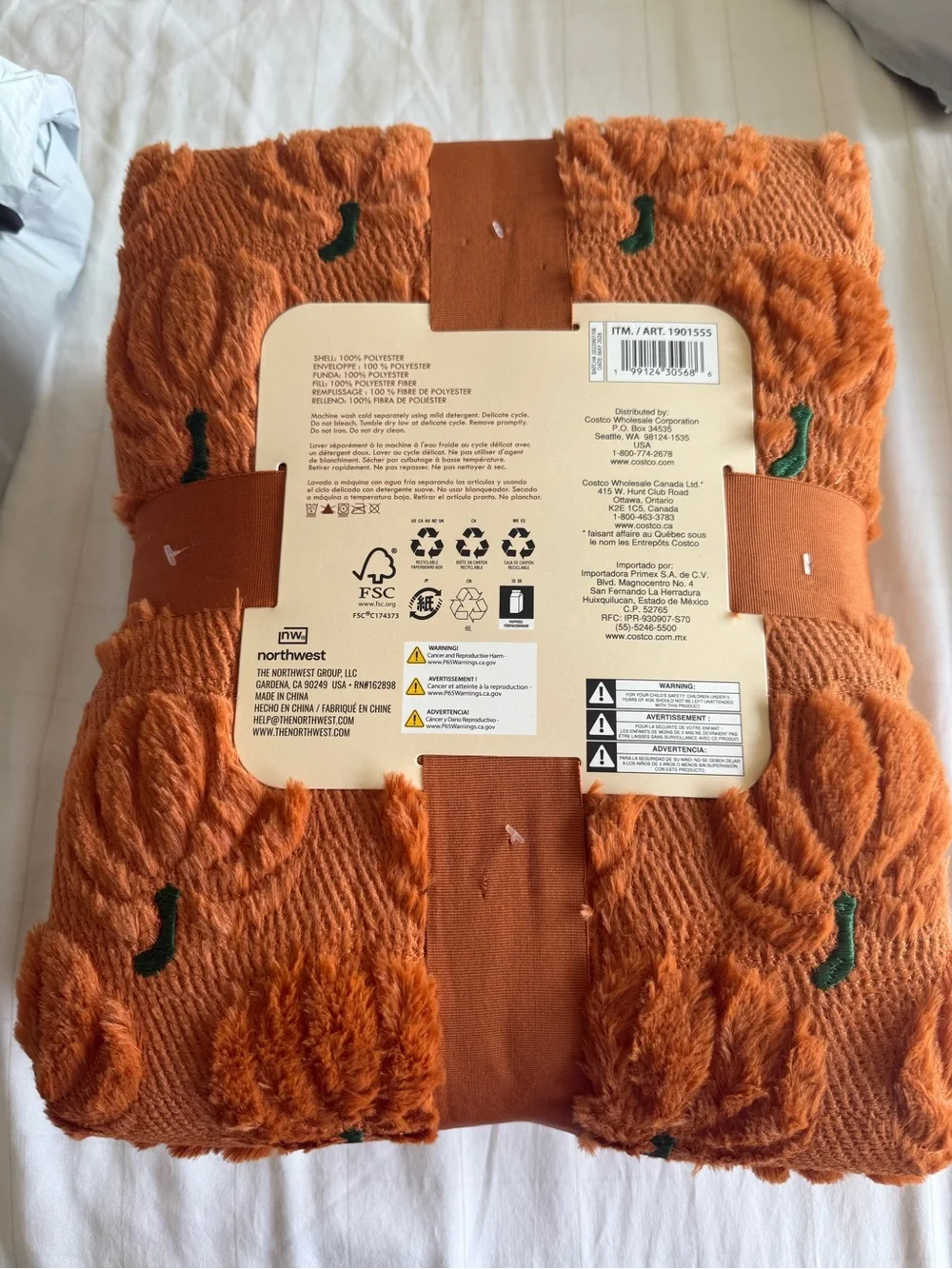 Northwest Orange Faux Fur Pumpkin Accent Throw